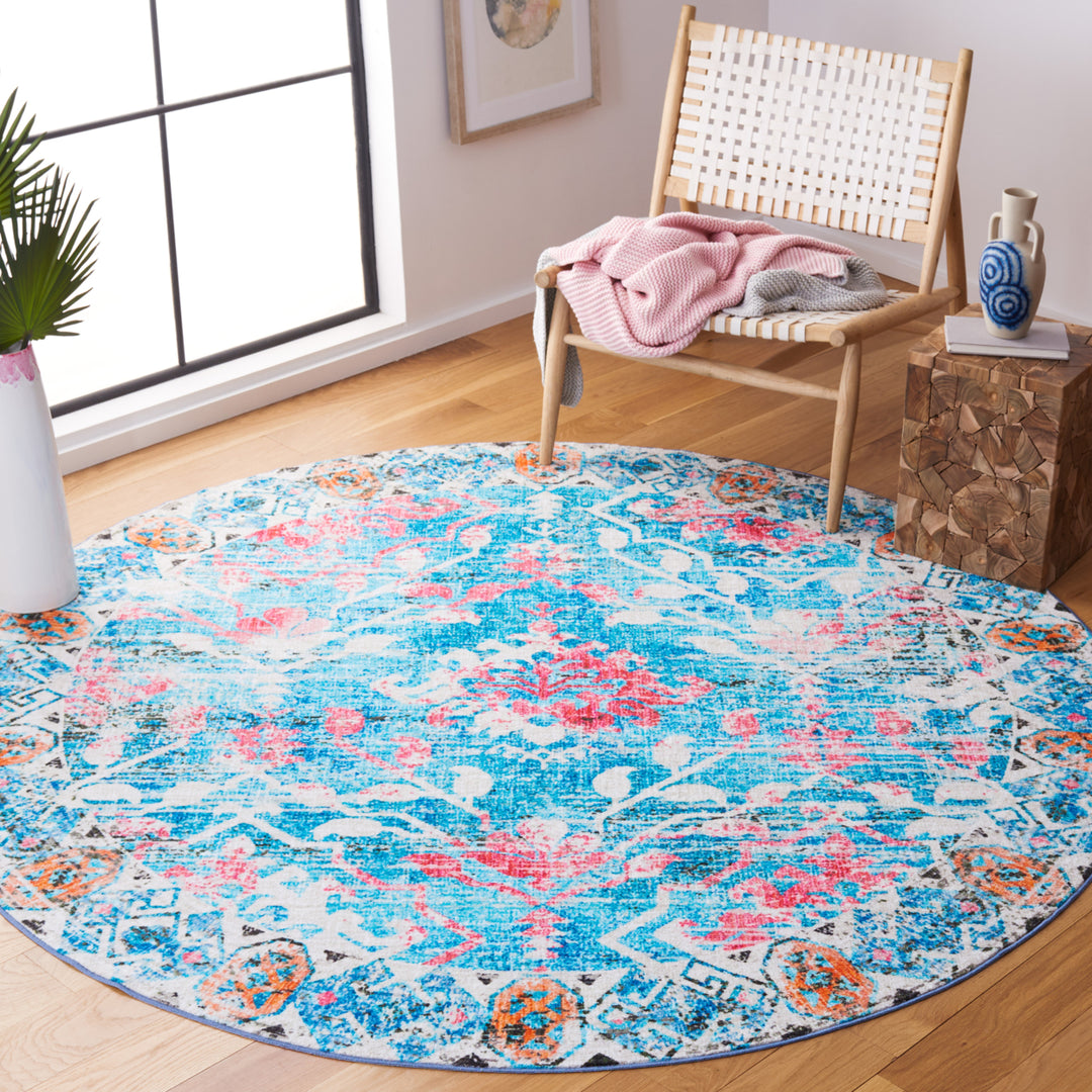 SAFAVIEH Riviera Collection RIV117J Light Blue / Pink Rug Image 2