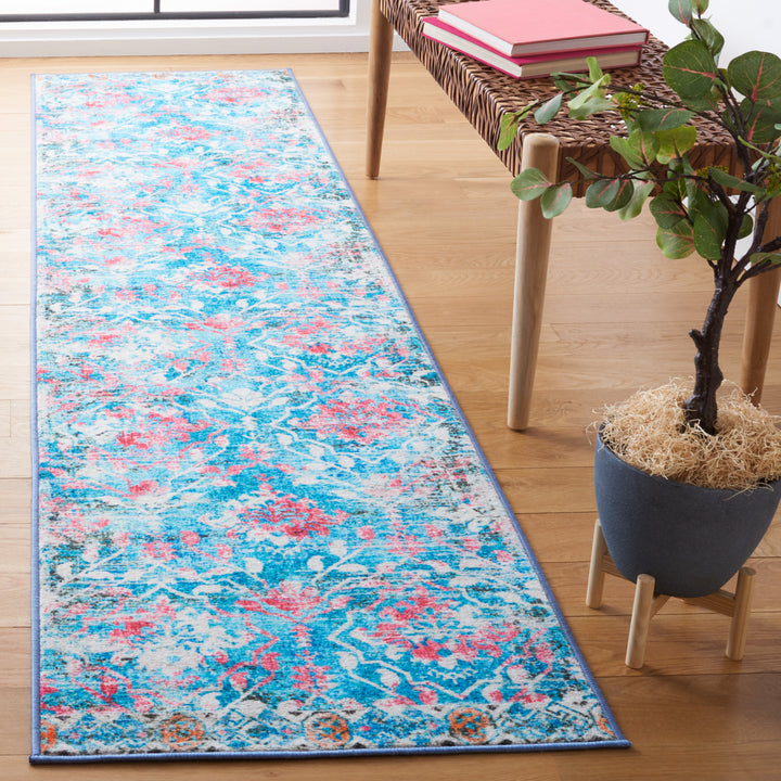 SAFAVIEH Riviera Collection RIV117J Light Blue / Pink Rug Image 3