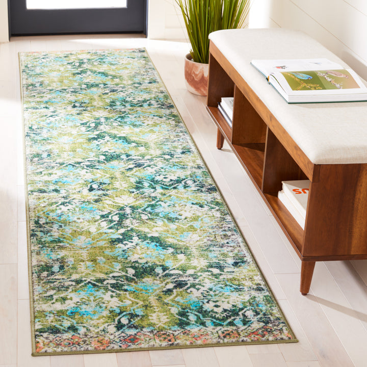 SAFAVIEH Riviera Collection RIV117Y Green / Light Blue Rug Image 2