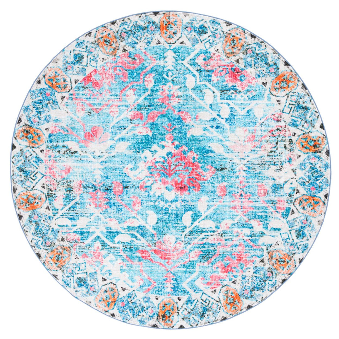 SAFAVIEH Riviera Collection RIV117J Light Blue / Pink Rug Image 1