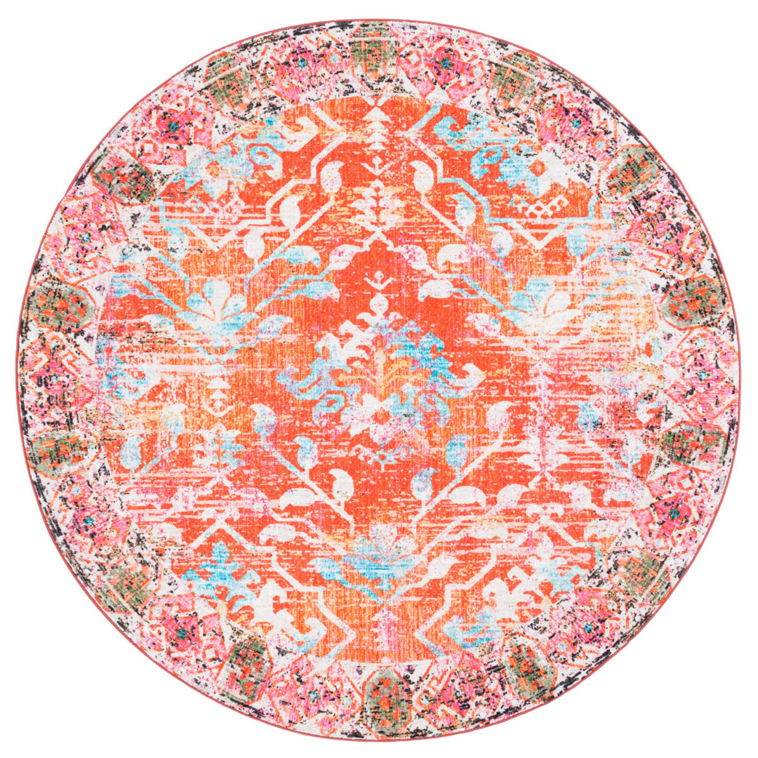 SAFAVIEH Riviera Collection RIV117P Orange/Light Blue Rug Image 1