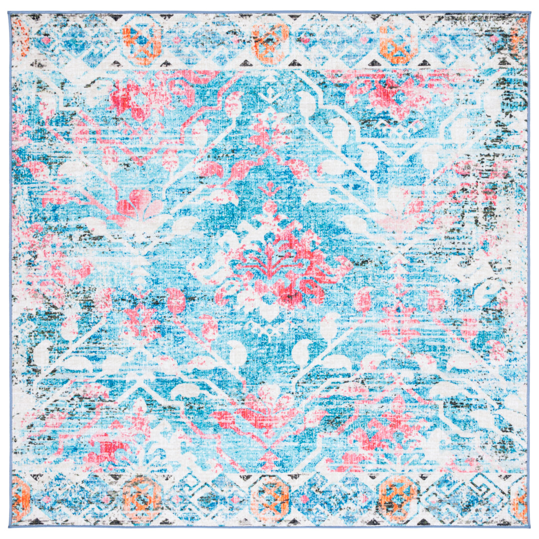 SAFAVIEH Riviera Collection RIV117J Light Blue / Pink Rug Image 6