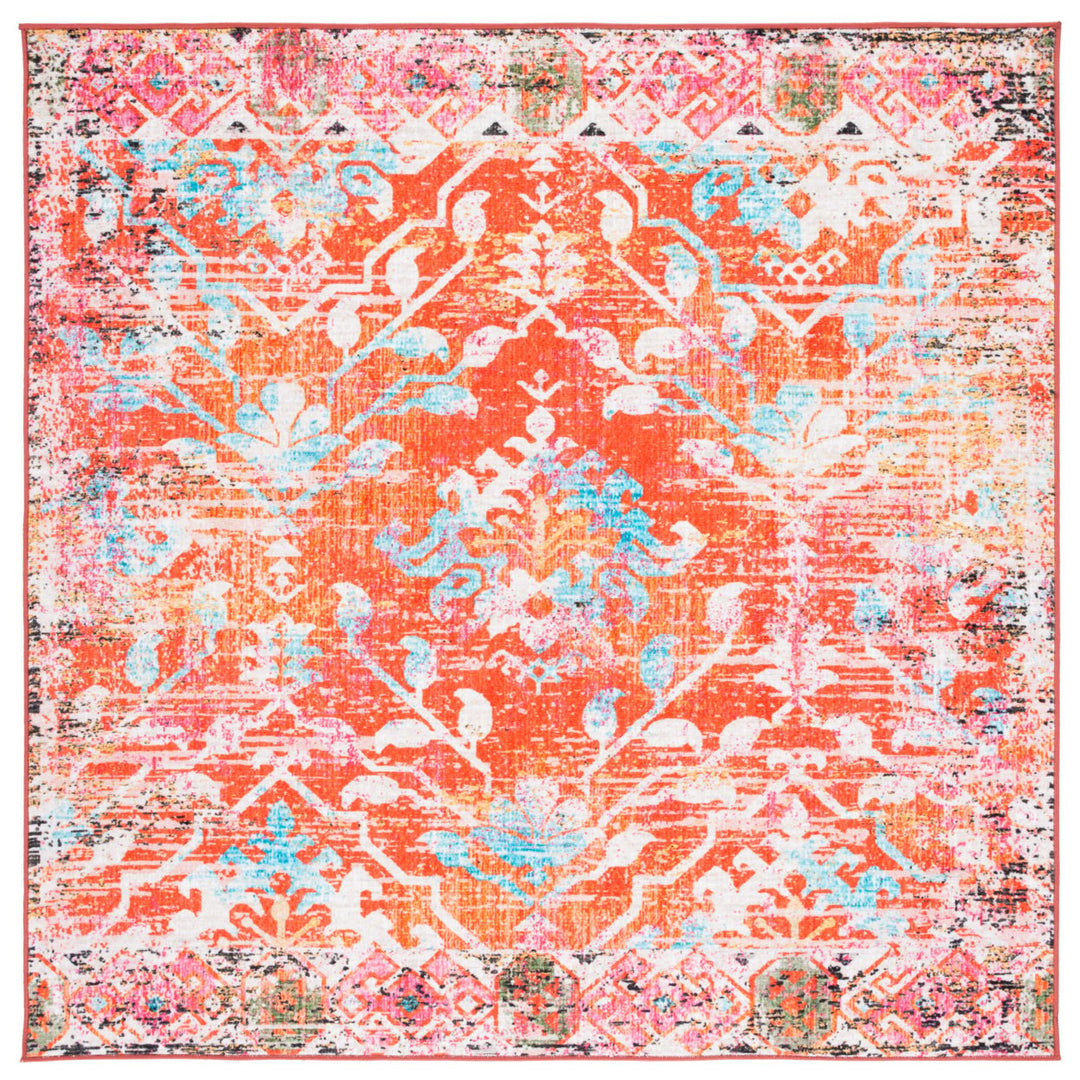 SAFAVIEH Riviera Collection RIV117P Orange/Light Blue Rug Image 1