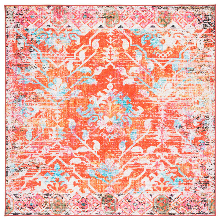 SAFAVIEH Riviera Collection RIV117P Orange/Light Blue Rug Image 1