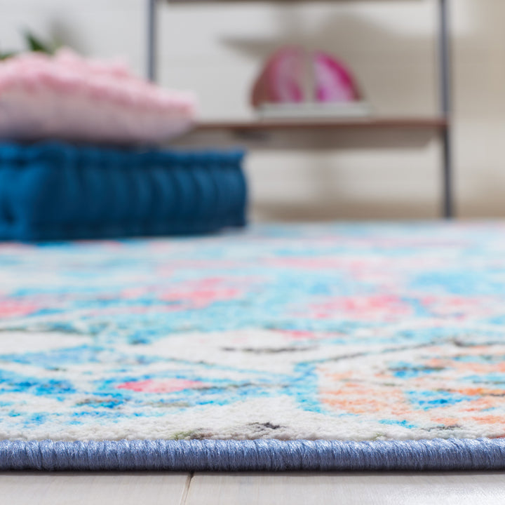 SAFAVIEH Riviera Collection RIV117J Light Blue / Pink Rug Image 8