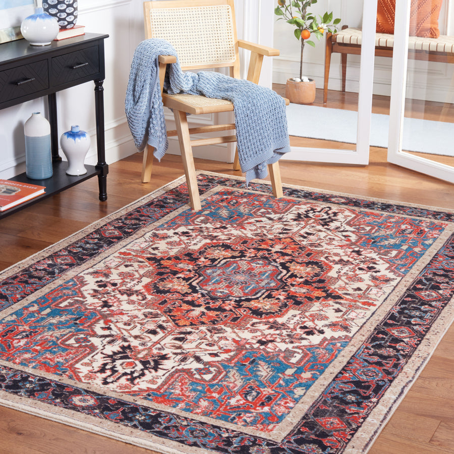 SAFAVIEH Riviera Collection RIV138A Ivory / Blue Rug Image 1
