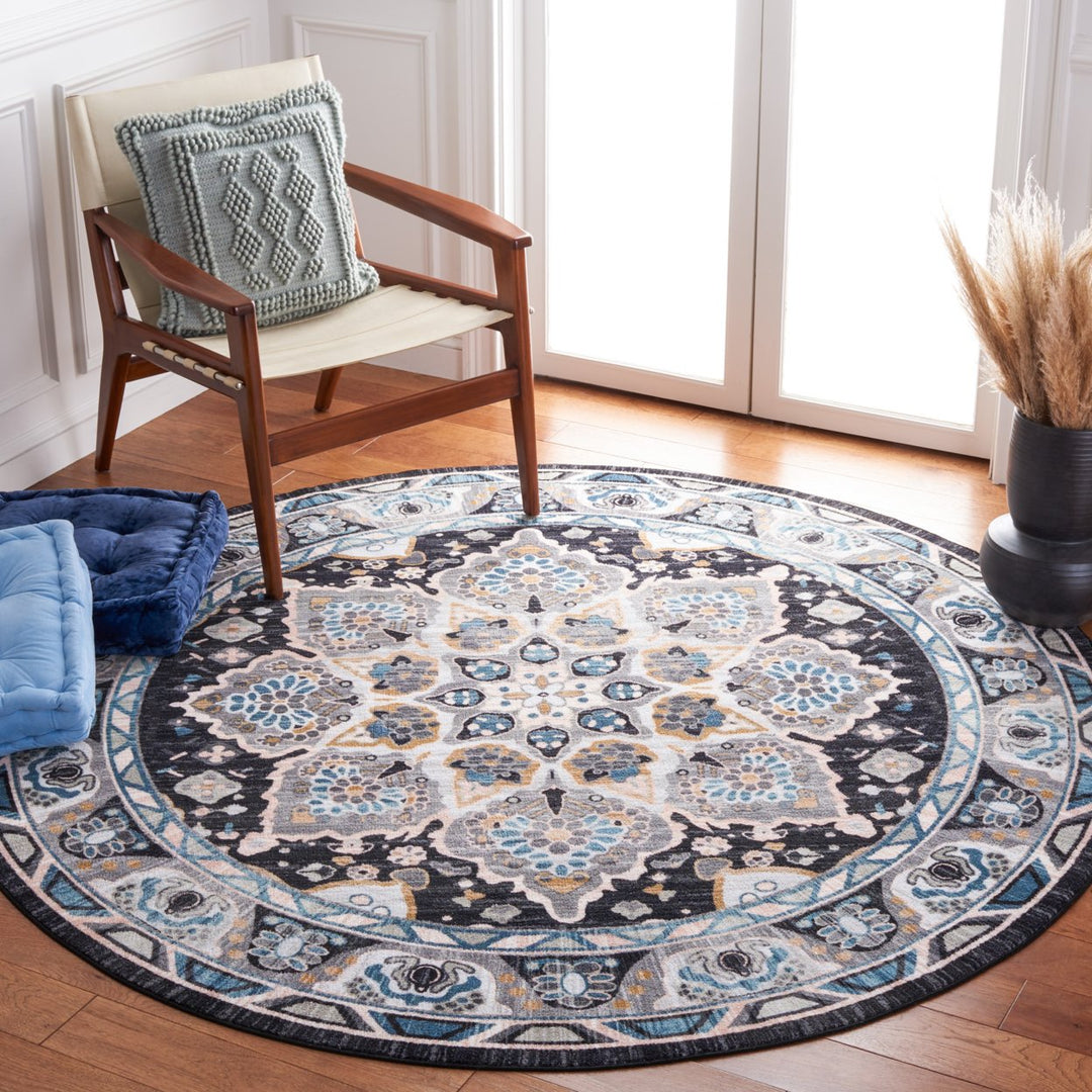 SAFAVIEH Riviera Collection RIV155F Grey / Light Blue Rug Image 2