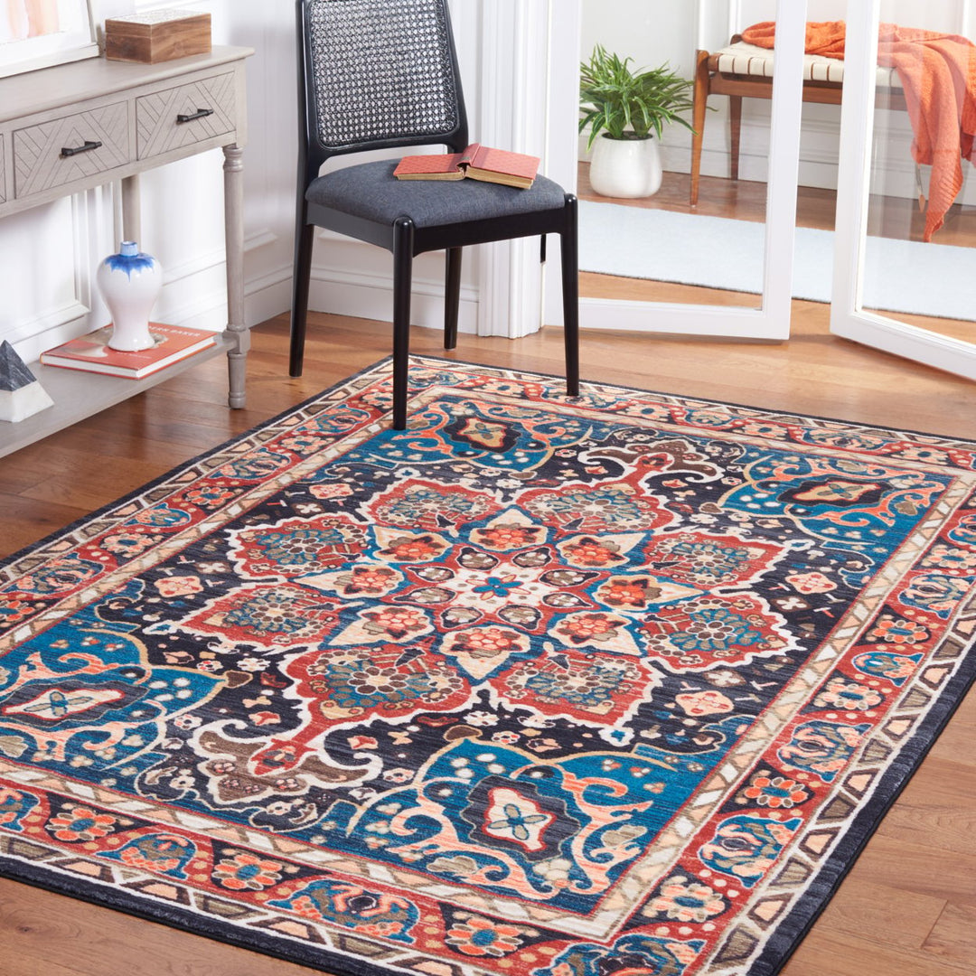 SAFAVIEH Riviera Collection RIV155Q Red / Navy Rug Image 1