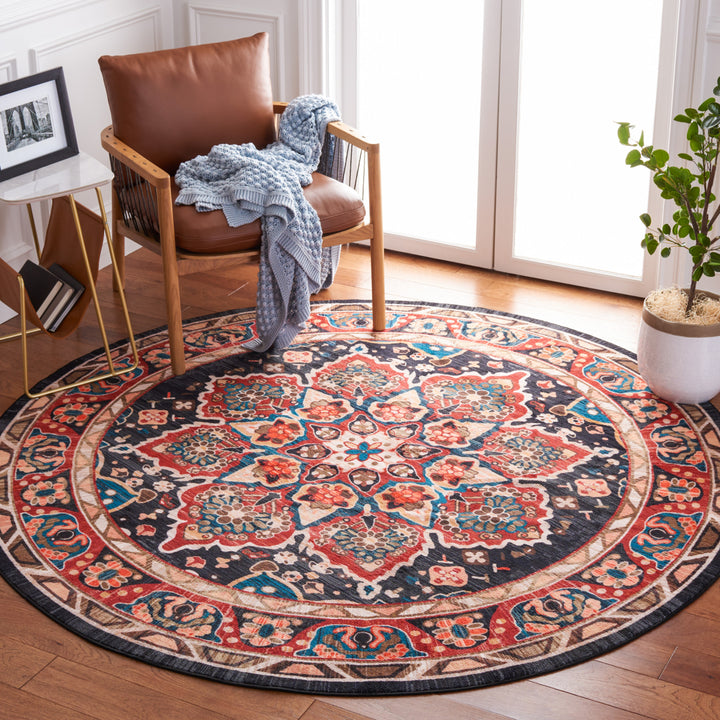 SAFAVIEH Riviera Collection RIV155Q Red / Navy Rug Image 2