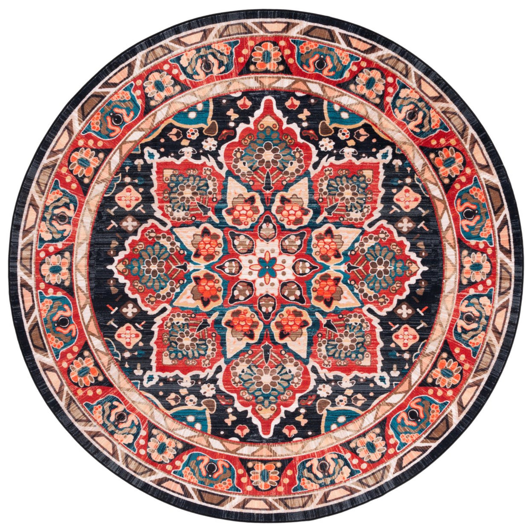 SAFAVIEH Riviera Collection RIV155Q Red / Navy Rug Image 1