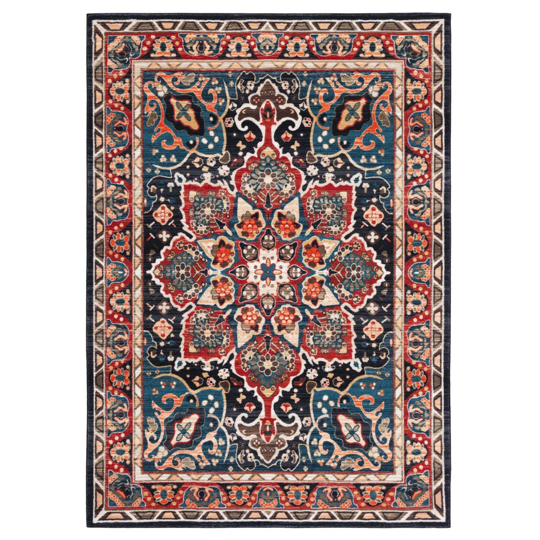 SAFAVIEH Riviera Collection RIV155Q Red / Navy Rug Image 1