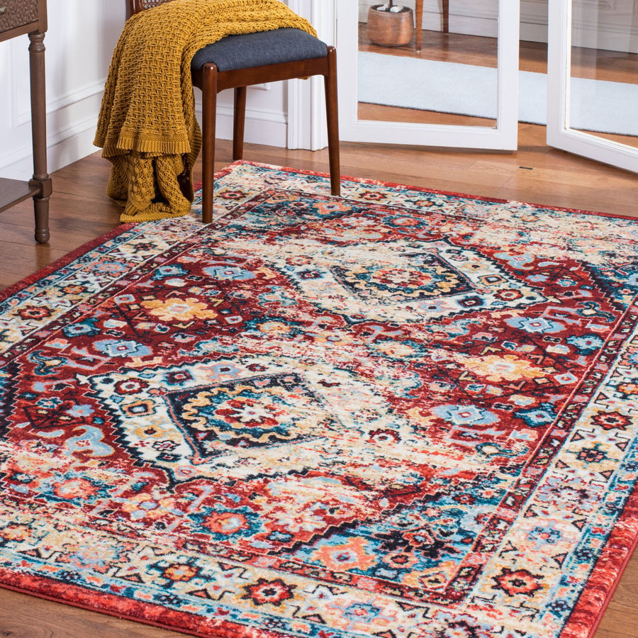 SAFAVIEH Riviera Collection RIV157Q Red / Blue Rug Image 1
