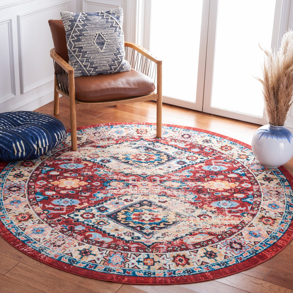 SAFAVIEH Riviera Collection RIV157Q Red / Blue Rug Image 2