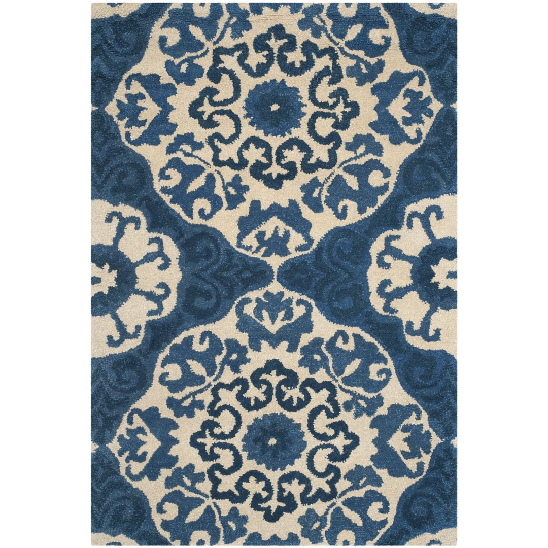 SAFAVIEH Roslyn ROS525A Handmade Blue / Ivory Rug Image 1