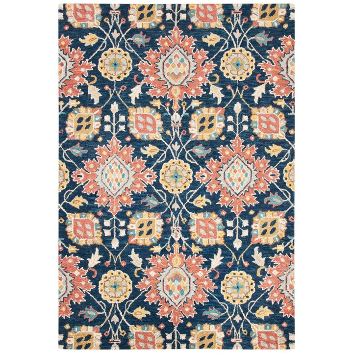 SAFAVIEH Roslyn ROS565A Handmade Navy / Multi Rug Image 1