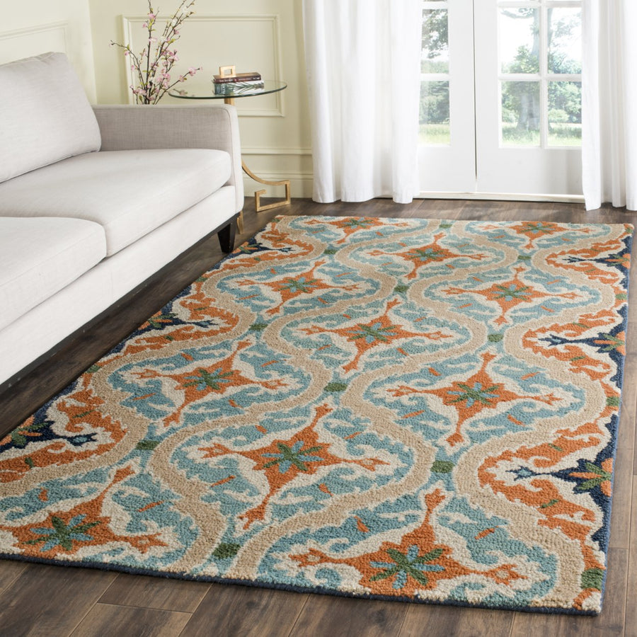 SAFAVIEH Roslyn ROS595A Handmade Blue / Beige Rug Image 1