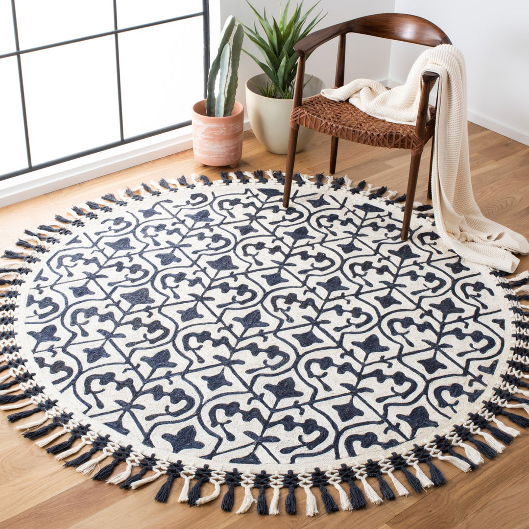 SAFAVIEH Sahara SAH407N Handmade Navy / Ivory Rug Image 2