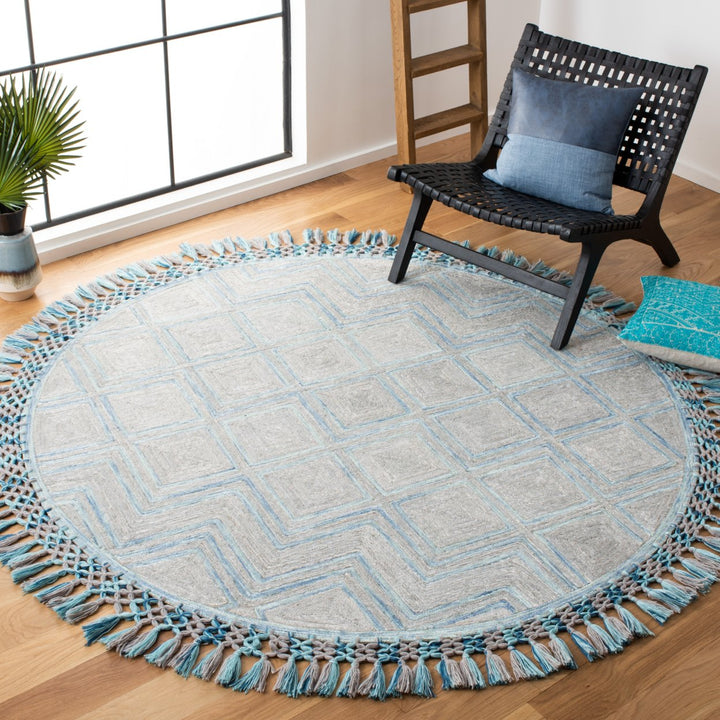 SAFAVIEH Sahara SAH402F Handmade Grey / Aqua Rug Image 2