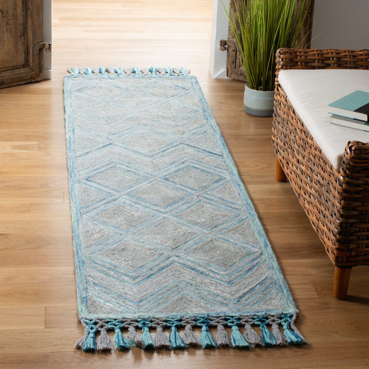 SAFAVIEH Sahara SAH402F Handmade Grey / Aqua Rug Image 3