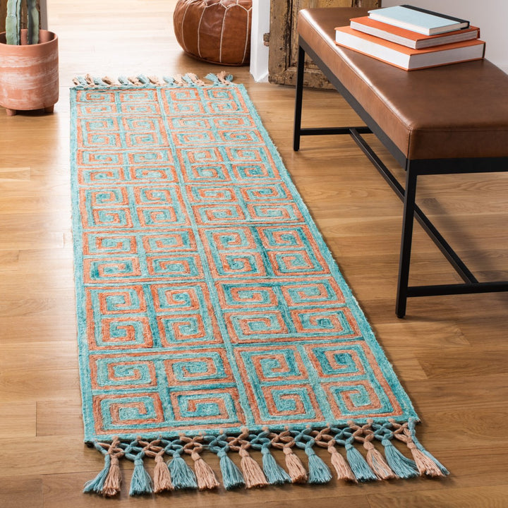 SAFAVIEH Sahara SAH469P Handmade Rust / Aqua Rug Image 3