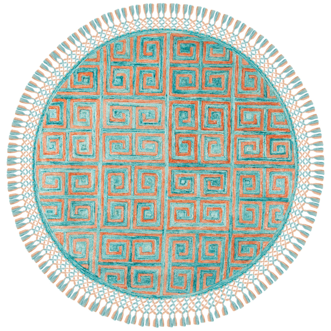 SAFAVIEH Sahara SAH469P Handmade Rust / Aqua Rug Image 4