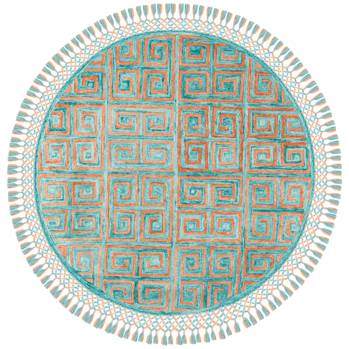 SAFAVIEH Sahara SAH469P Handmade Rust / Aqua Rug Image 4