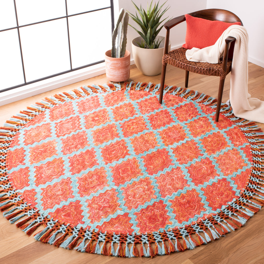 SAFAVIEH Sahara SAH467P Handmade Rust / Aqua Rug Image 2