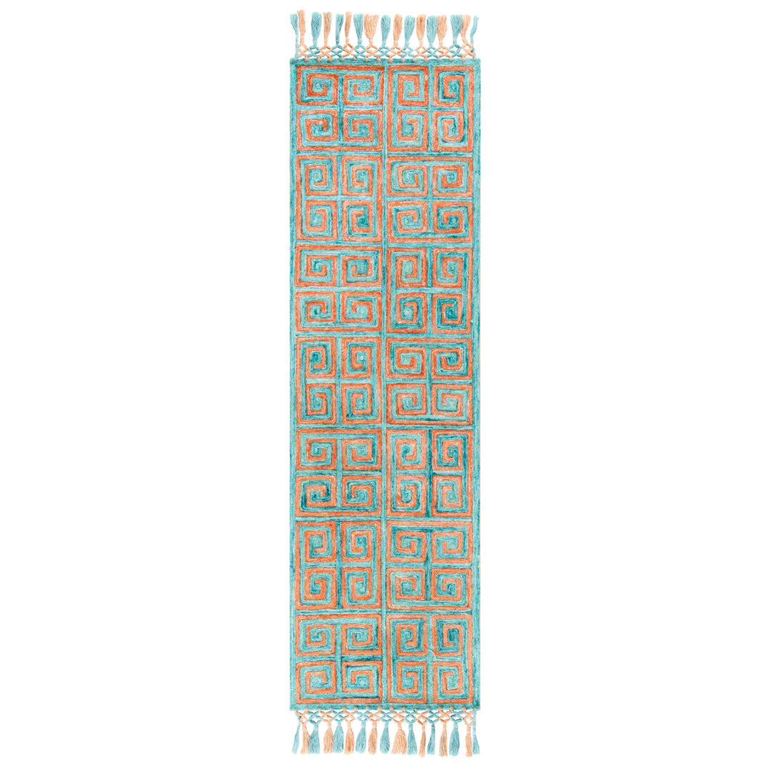 SAFAVIEH Sahara SAH469P Handmade Rust / Aqua Rug Image 5