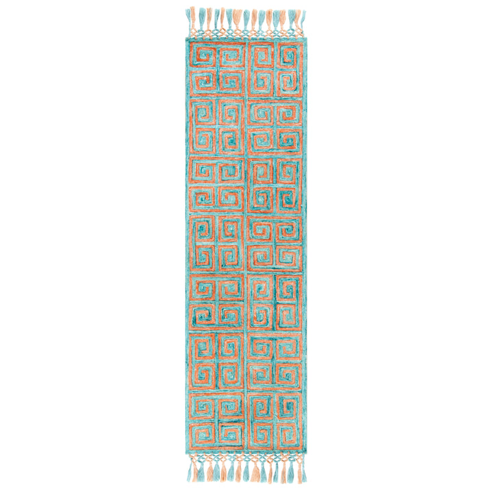 SAFAVIEH Sahara SAH469P Handmade Rust / Aqua Rug Image 5