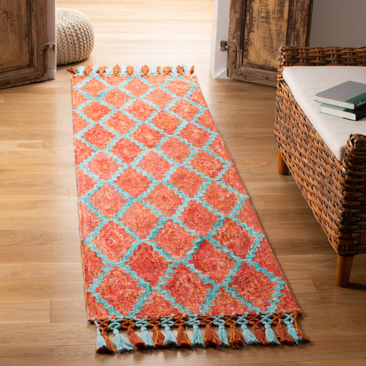 SAFAVIEH Sahara SAH467P Handmade Rust / Aqua Rug Image 3