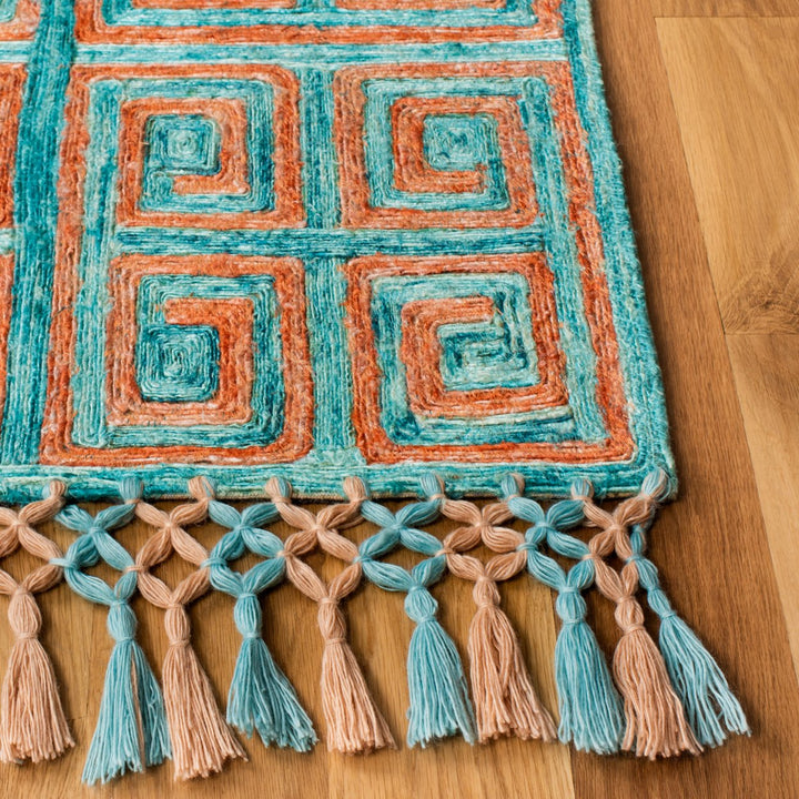 SAFAVIEH Sahara SAH469P Handmade Rust / Aqua Rug Image 6