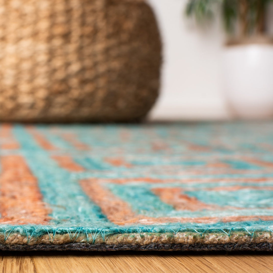 SAFAVIEH Sahara SAH469P Handmade Rust / Aqua Rug Image 7