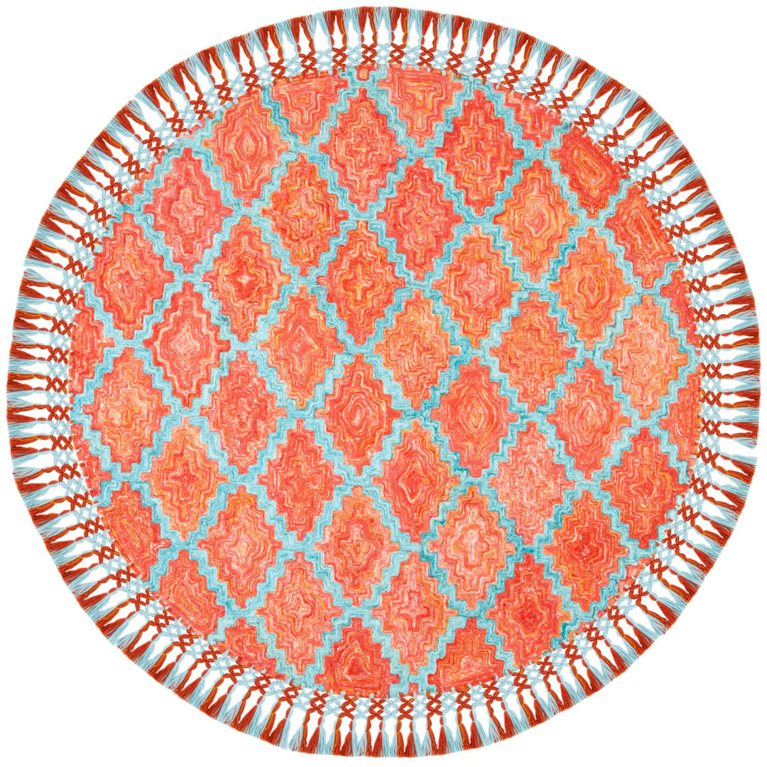 SAFAVIEH Sahara SAH467P Handmade Rust / Aqua Rug Image 4