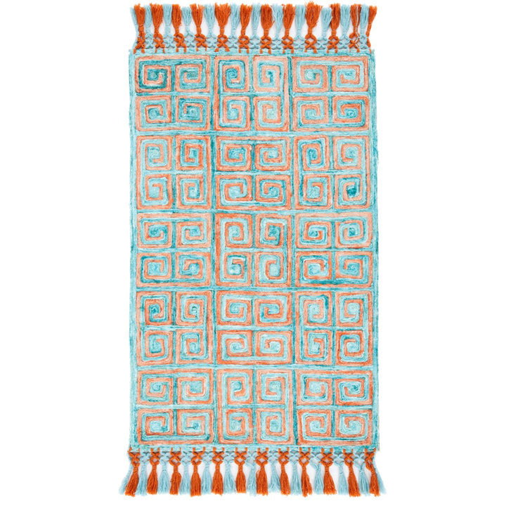 SAFAVIEH Sahara SAH469P Handmade Rust / Aqua Rug Image 9