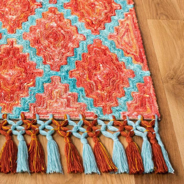 SAFAVIEH Sahara SAH467P Handmade Rust / Aqua Rug Image 6