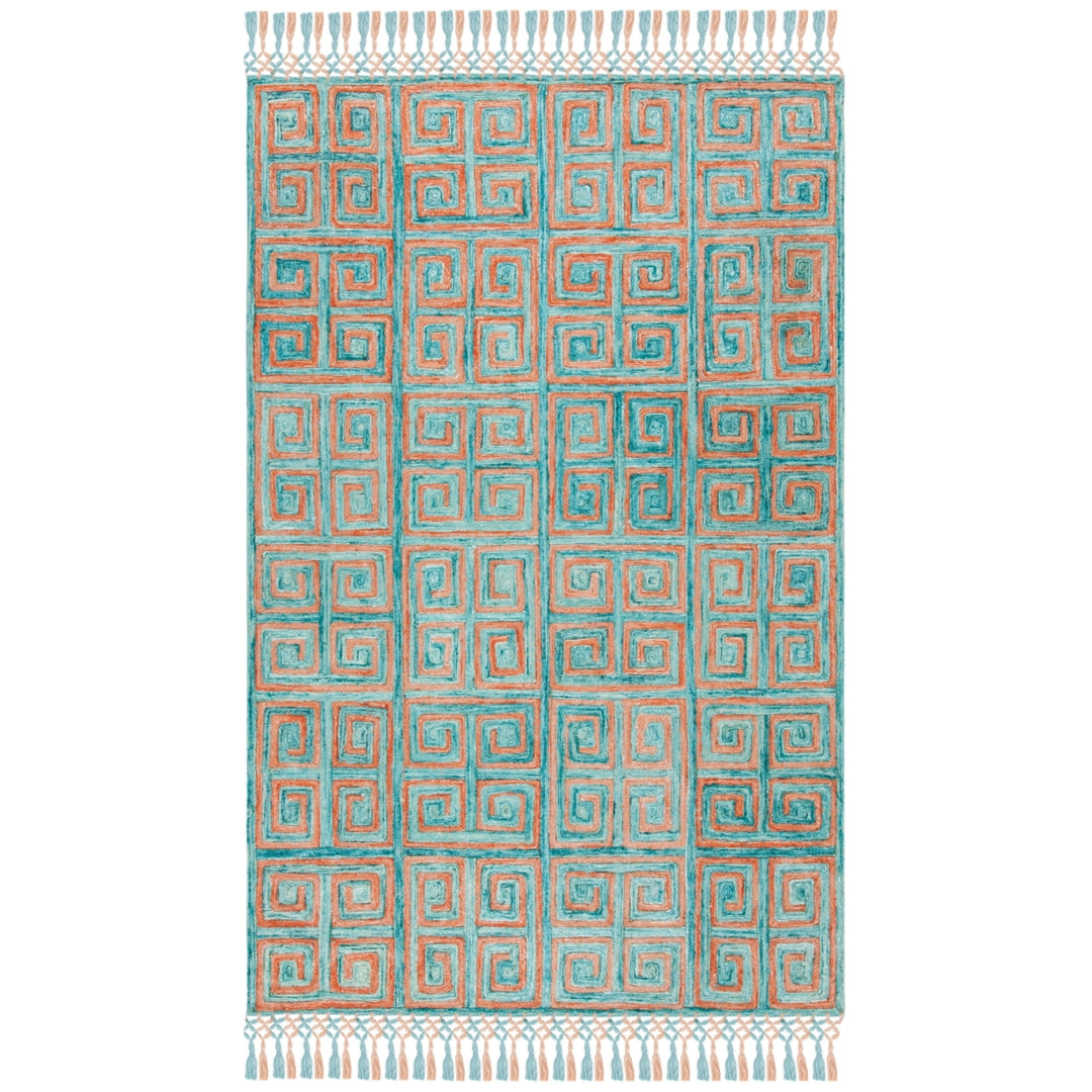 SAFAVIEH Sahara SAH469P Handmade Rust / Aqua Rug Image 10