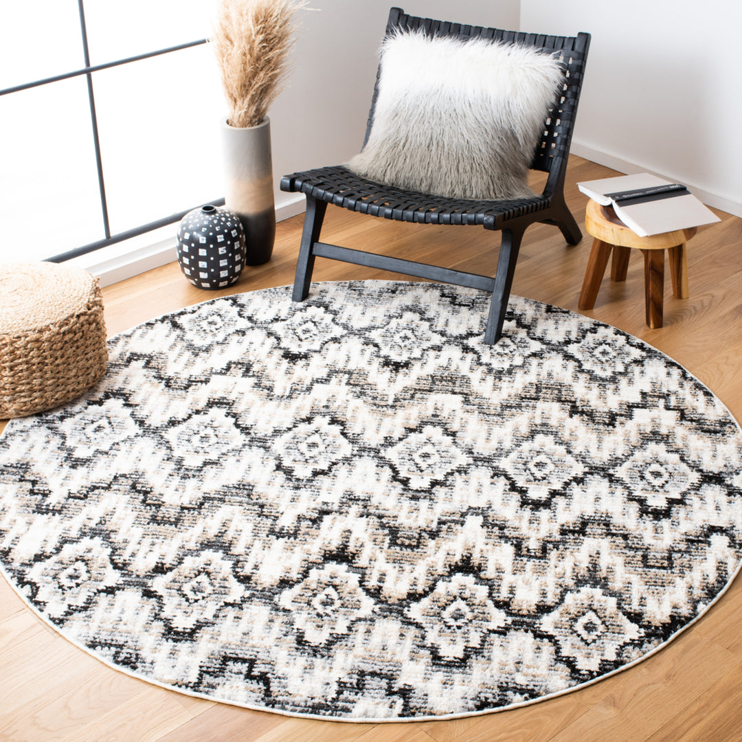 SAFAVIEH Sedona Collection SED842F Dark Grey / Ivory Rug Image 2