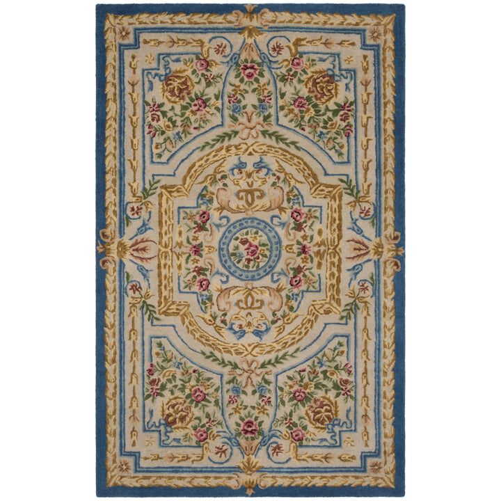 SAFAVIEH Savonnerie SAV118M Handmade Blue / Ivory Rug Image 1