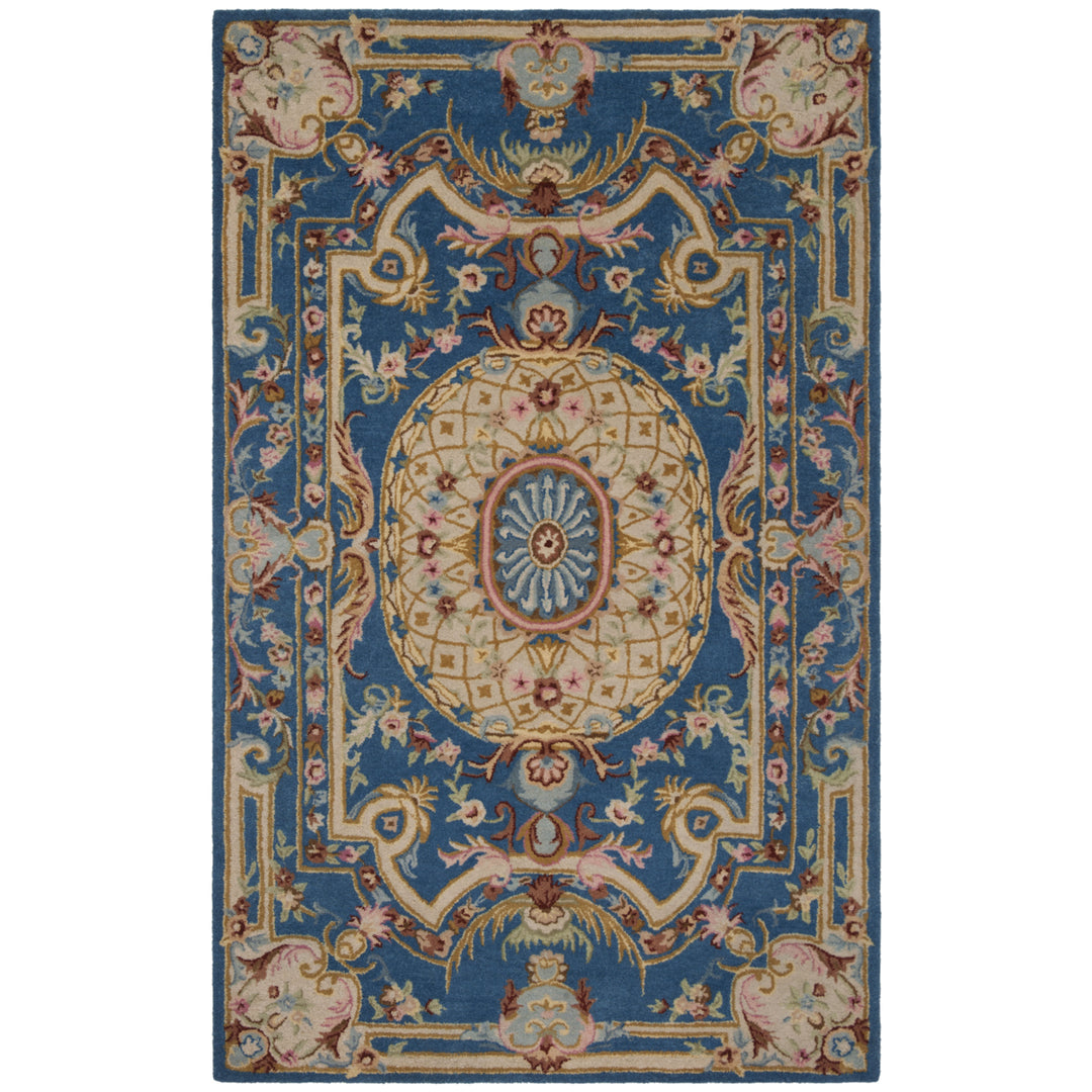 SAFAVIEH Savonnerie SAV120M Handmade Blue / Ivory Rug Image 1