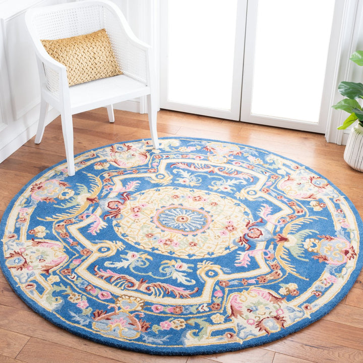 SAFAVIEH Savonnerie SAV120M Handmade Blue / Ivory Rug Image 2