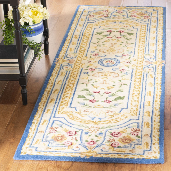 SAFAVIEH Savonnerie SAV118M Handmade Blue / Ivory Rug Image 3