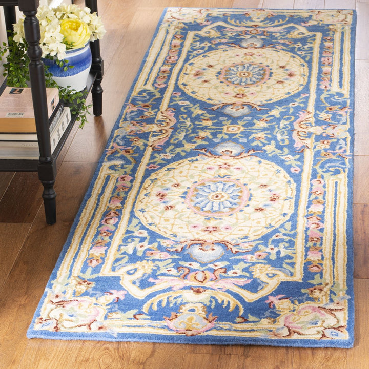 SAFAVIEH Savonnerie SAV120M Handmade Blue / Ivory Rug Image 3