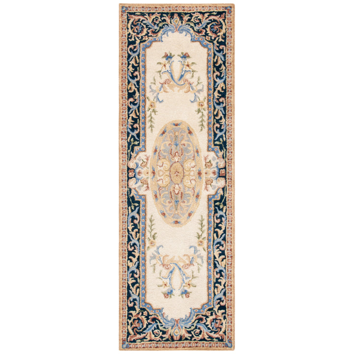 SAFAVIEH Savonnerie SAV116N Handmade Ivory / Navy Rug Image 5