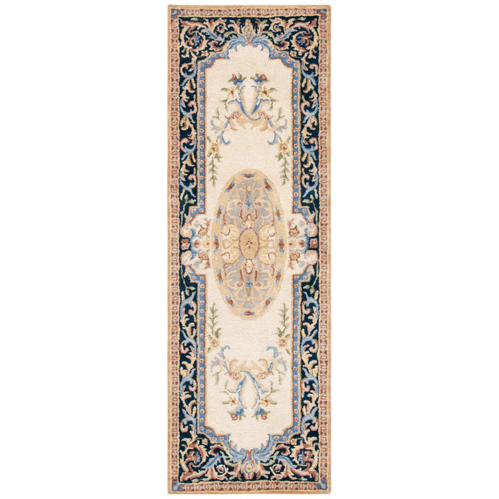 SAFAVIEH Savonnerie SAV116N Handmade Ivory / Navy Rug Image 1