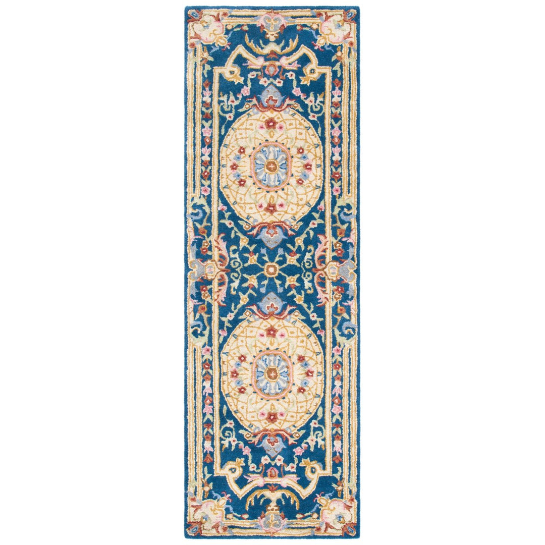 SAFAVIEH Savonnerie SAV120M Handmade Blue / Ivory Rug Image 1