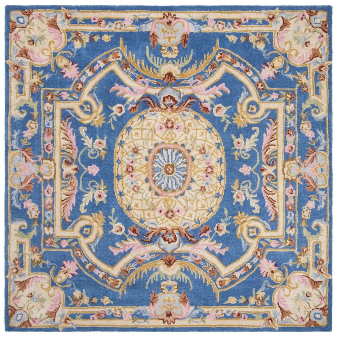 SAFAVIEH Savonnerie SAV120M Handmade Blue / Ivory Rug Image 1