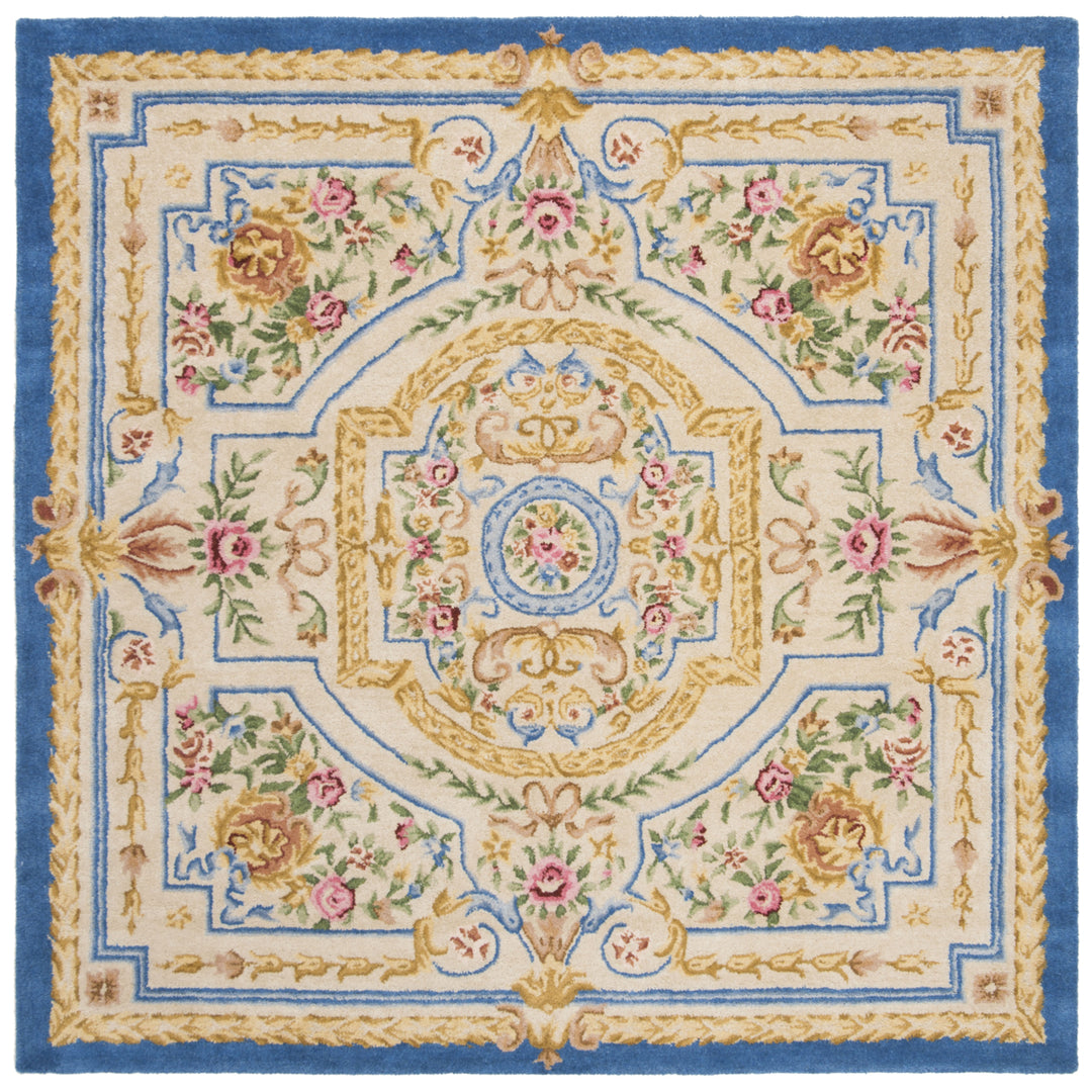 SAFAVIEH Savonnerie SAV118M Handmade Blue / Ivory Rug Image 6