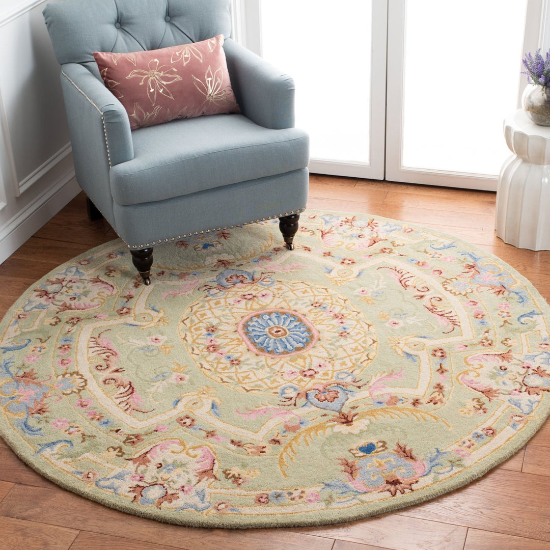 SAFAVIEH Savonnerie SAV120W Handmade Sage / Blue Rug Image 2