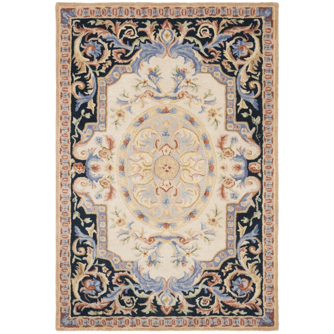 SAFAVIEH Savonnerie SAV116N Handmade Ivory / Navy Rug Image 8