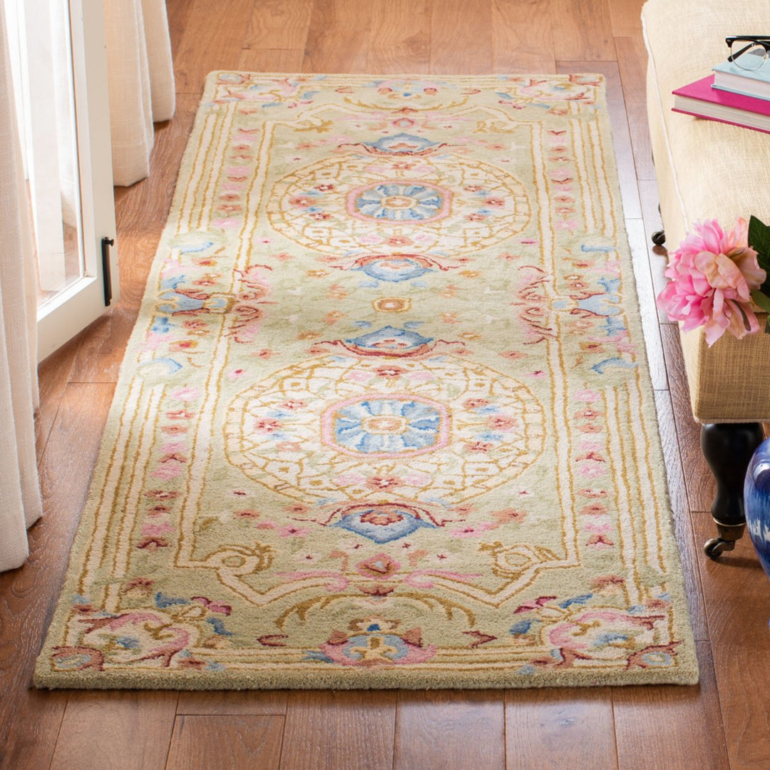 SAFAVIEH Savonnerie SAV120W Handmade Sage / Blue Rug Image 3